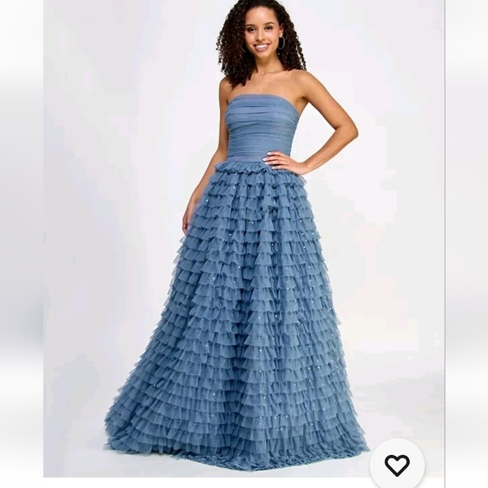 $259 B Darlin Junior' Multi-Ruffle Sequined Ball Gown Sz 7/8 Gala NWT Prom Party
